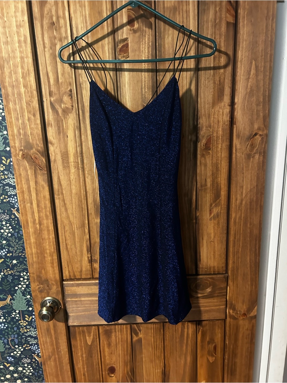 Navy Sparkle Slip Dress with Thin Straps - Lulus